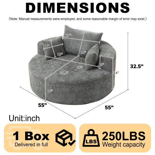 55 inch L Chenille Sponge Single Sleeper Chair, No Assembly