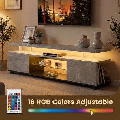 Gray and Black 55 inch LED TV Stand with Storage Cabinet