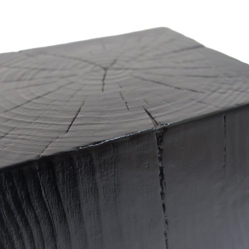 Wood-Look Square-Column MGO End Table, H33.75",Wood-Like Distressed Finish, Mix with Different Heights, Indoor Outdoor Use,Black Color