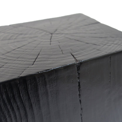 Wood-Look Square-Column MGO End Table, H33.75",Wood-Like Distressed Finish, Mix with Different Heights, Indoor Outdoor Use,Black Color