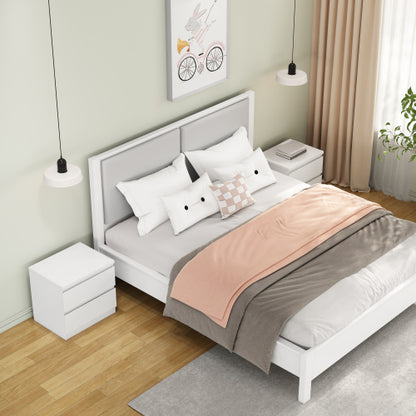 19.7inch White Nightstand with 2 Drawers, Handle Free Storage Side Table for Bedroom