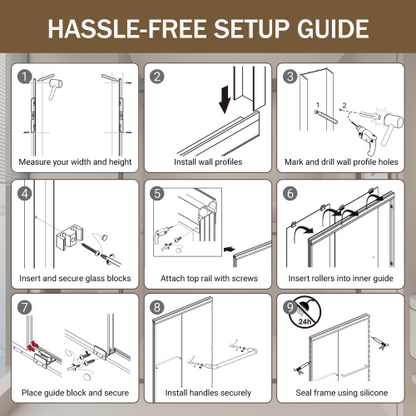 44-48 in. W x 72 in. H Double Sliding Shower Door, Semi-frameless Bypass Bathroom Sliding Door with 1/4" (6mm) Tempered Glass for Walk-in Shower, Matte Black 24D03-48MBX