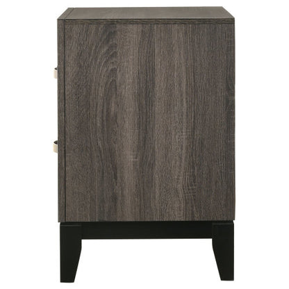 Grey Oak 2-Drawer Nightstand, Modern Bedside Table with Storage Drawers for Bedroom