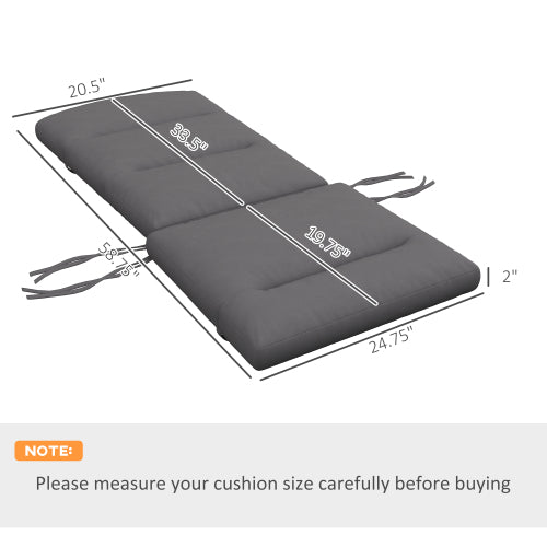 Outsunny 2 Piece  Chair Cushions, 59 x 20.5 x 2 inch Outdoor Chair Cushions for Fire Pit Chairs with Seat, Back, Ties, Water Repellent Replacement Patio Seat Pads, Gray