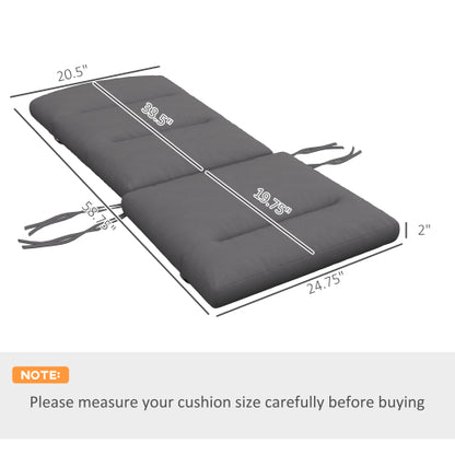 Outsunny 2 Piece  Chair Cushions, 59 x 20.5 x 2 inch Outdoor Chair Cushions for Fire Pit Chairs with Seat, Back, Ties, Water Repellent Replacement Patio Seat Pads, Gray