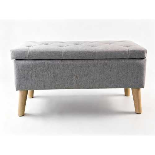 32 inch Upholstered Storage Ottoman Bench with Tray, Hidden Storage Footrest