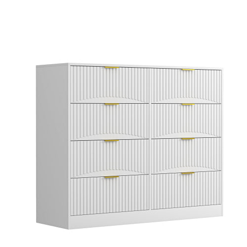 Modern 8 Drawers Dresser Chests for Bedroom,47.2" Wide Wood Chest of Drawers with Gold Metal Handle,Drawer Organizer for Bedroom,Living Room,Hallway and Entryway,White