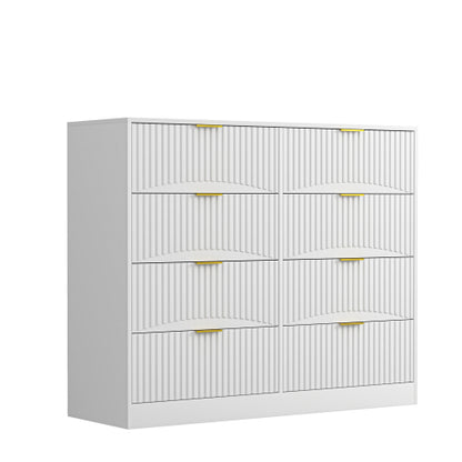 Modern 8 Drawers Dresser Chests for Bedroom,47.2" Wide Wood Chest of Drawers with Gold Metal Handle,Drawer Organizer for Bedroom,Living Room,Hallway and Entryway,White
