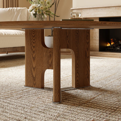 31.5inch  Round Ash Wood Veneer Coffee Table