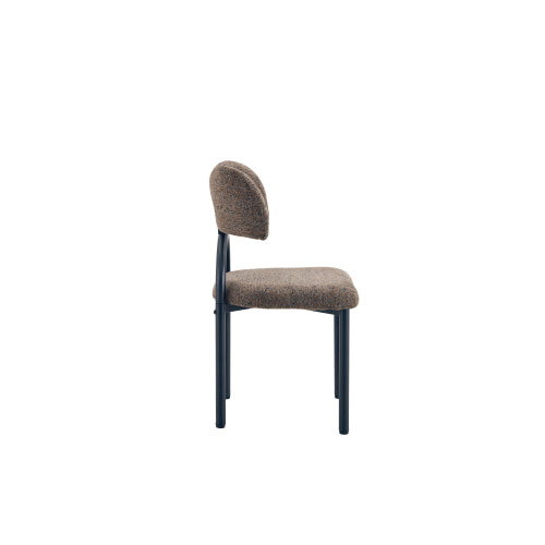 Breathable Fabric Dining Chairs with Black Metal Frames, Set of 2, Brown
