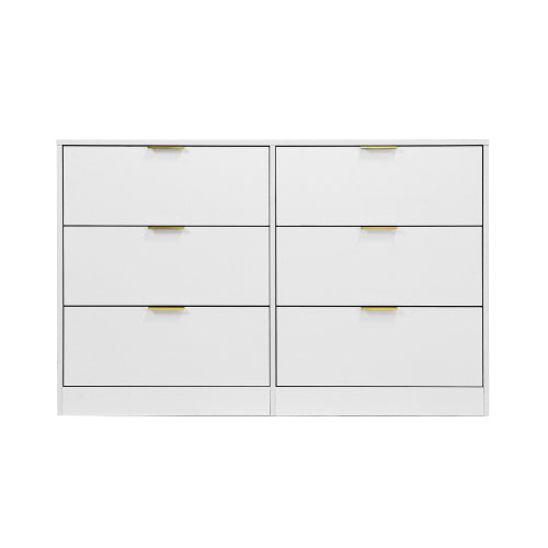 Modern 6-Drawer Dresser, Chest of Drawers for Bedroom, Living Room, Hallway, and Entryway - Large Storage Cabinet White
