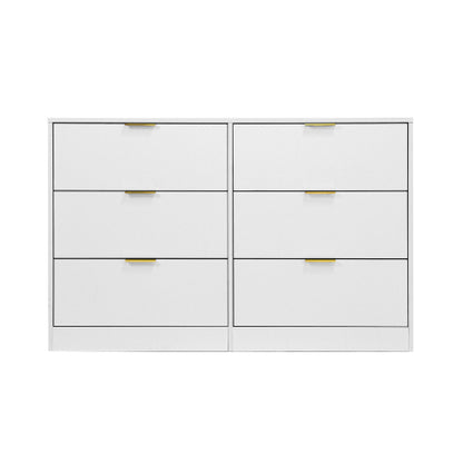 Modern 6-Drawer Dresser, Chest of Drawers for Bedroom, Living Room, Hallway, and Entryway - Large Storage Cabinet White