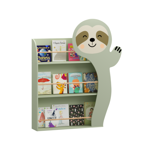 Sloth Kids Front Facing Bookshelf with 3-Tier Display Rack