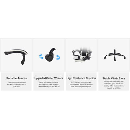 Gaming Chair with Footrest, Ergonomic Computer Chair with Headrest and Lumbar Support, Breathable Material Height Adjustable Video Game Chairs for Adults, Black White