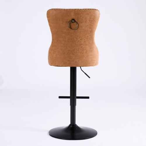 Aged and Retro PU Swivel Barstools Adjusatble Seat Height from 26-33 Inch, Modern Bar Stools with Backs Comfortable Tufted for Home Pub and Kitchen Island (Orange,Set of 2)