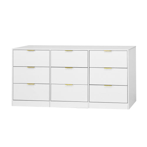 White 9 Drawer Dresser, 63" Large Deep Chest of Drawers, Wooden Dresser Storage Cabinet with 9 Drawers for Bedroom, Long Dressers for Living Room, Hallway
