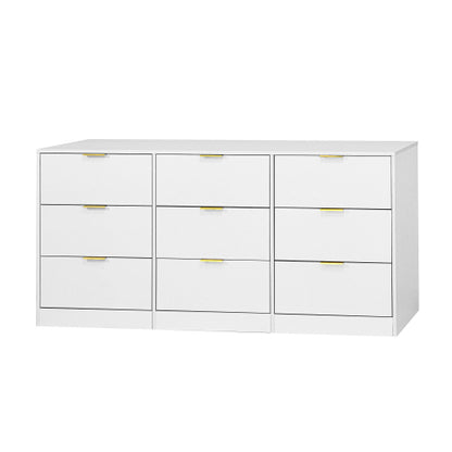 White 9 Drawer Dresser, 63" Large Deep Chest of Drawers, Wooden Dresser Storage Cabinet with 9 Drawers for Bedroom, Long Dressers for Living Room, Hallway