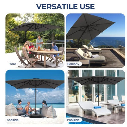 10 Ft Gray Square Large Cantilever Patio Umbrella with 360° Rotation & Tit Adjustment and Heavy Duty Offset Polyester Canopy Deck Umbrella without base.
