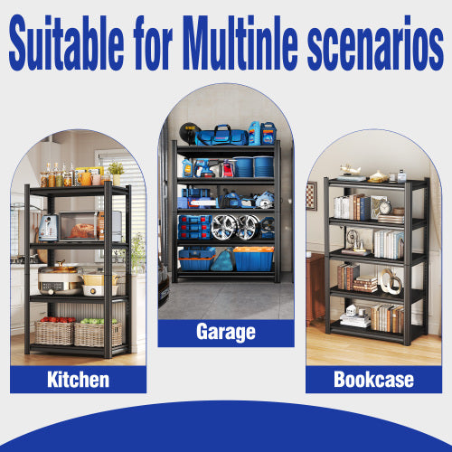 63" H Adjustable Storage Rack, Adjustable Shelves, 2000LBS Five-Tier Shelving Unit, Scratch-Resistant And Wear-Resistant Panels