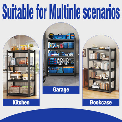 63" H Adjustable Storage Rack, Adjustable Shelves, 2000LBS Five-Tier Shelving Unit, Scratch-Resistant And Wear-Resistant Panels