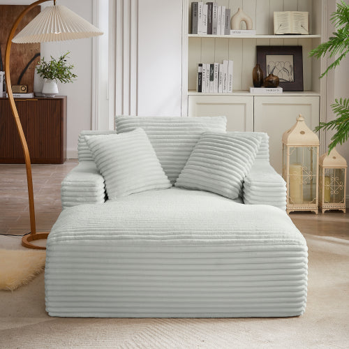 Oversized Corduroy Indoor Chaise Lounge, No Assembly Sleeper Sofa