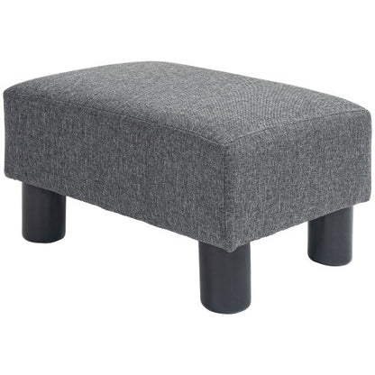 Charcoal Gray Linen Touch Cube Ottoman Foot Rest, Upholstered Small Stool with Plastic Legs for Entryway Living Room
