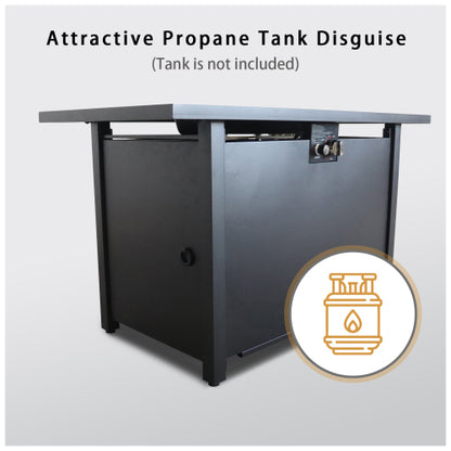 25 H x 42 W Steel Outdoor Fire Pit Table with Lid