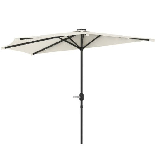 Small Vented Half Patio Umbrella,Half Outdoor Patio Umbrella,with Crank 8 Ribs for Outdoor
