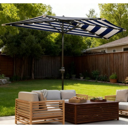 UPF 30+ Small Balcony Umbrella,Half Umbrella Outdoor Patio Umbrella,Vented Half Patio Umbrella with Crank Ribs, Porch Umbrella