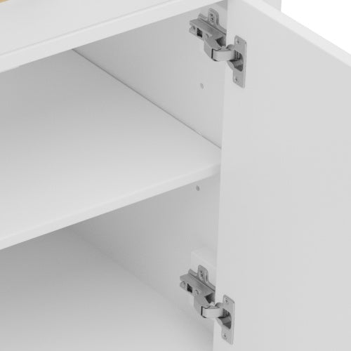 31" Bathroom Vanity with Sink, Bathroom Cabinet with Soft Close Doors and Adjustable Shelf, Curved Profile Design, Rubber Wood Legs, White