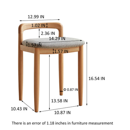 Single Natural Beech Wood Bench Makeup Stool, Fully Assembled 300 LBS Load Capacity