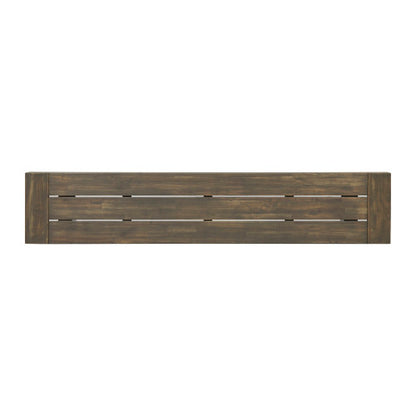 Acacia Wood Patio Bench,Grey/Rustic Metal