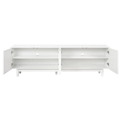 70.8 Inch White Minimalist Arch Door TV Stand Solid Pine Leg Media Console Adjustable Shelves Fits 78 Inch TV
