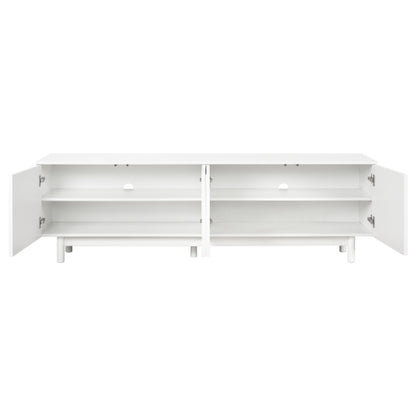 70.8 Inch White Minimalist Arch Door TV Stand Solid Pine Leg Media Console Adjustable Shelves Fits 78 Inch TV