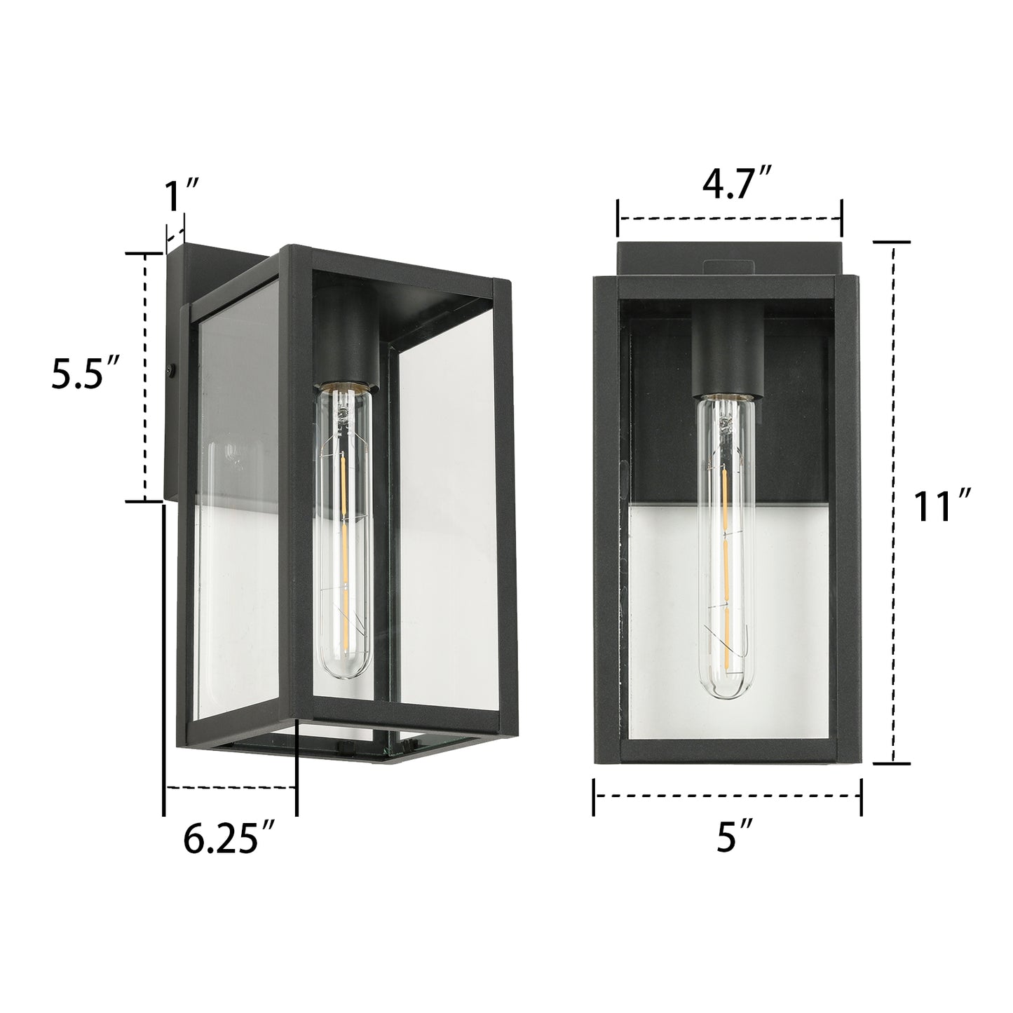 Black Not Motion Sensing Outdoor Hardwired Wall Lantern Sconce with No Bulbs Included