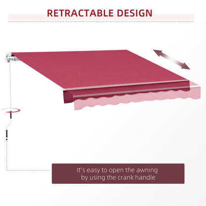 Outsunny 13' x 8' Retractable Awning, Patio Awnings, Sunshade Shelter w/ Manual Crank Handle, UV & Water-Resistant Fabric and Aluminum Frame for Deck, Balcony, Yard, Wine Red