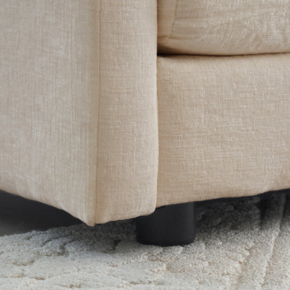 Light-Coffee Chenille Deep-Seat Loveseat Sofa with 4 Throw Pillows