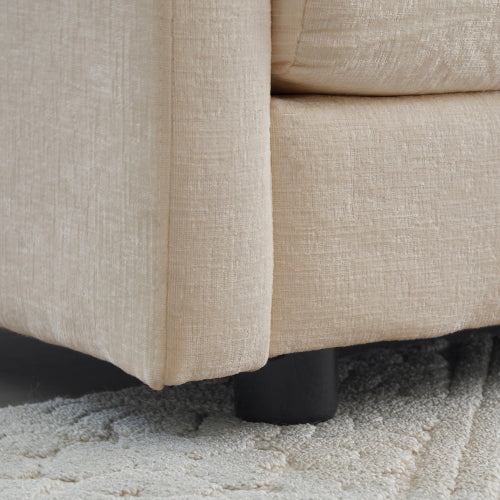 Light-Coffee Chenille Deep-Seat Single Reading Armchair,1 Throw Pillow