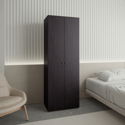 Home 2 Doors Closet System Armoire, Hanging Rod and Storage Shelf, Modern Armoire for Bedroom Organization Storage, Black