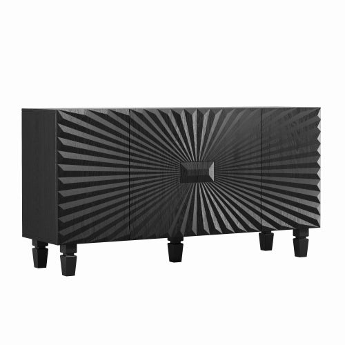 Modern Black Sideboard with 4 Sunburst Doors