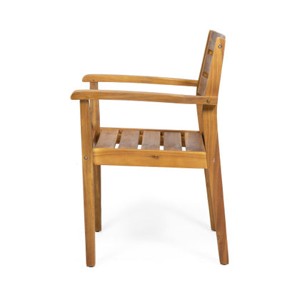 Dining Chairs Set of 2, Acacia Wood Patio Armchairs for Backyard, Poolside and Garden, Teak