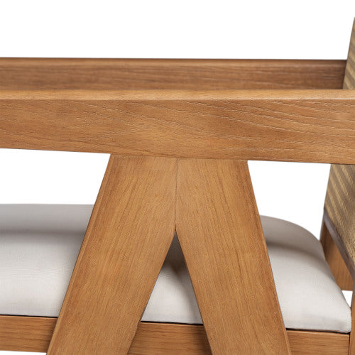 27inch Height, Cream Woven Cane Plastic Backrest Bar Stool - Foam-Padded Fabric Seat & Durable Rubberwood Frame