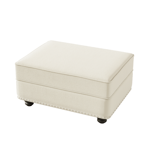 Beige White Modular Velvet Ottoman, Matching Sofa Footstool, 31.5 inchx23.6 inchx16.5 inch, 300 LBS Capacity for Living Room & Apartment