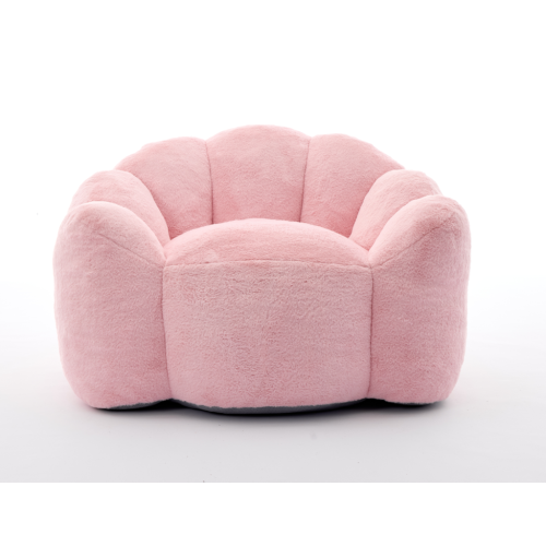 Pink Lotus-Shape Compression Bean Bag Sofa with Pull Ring, No Assembly
