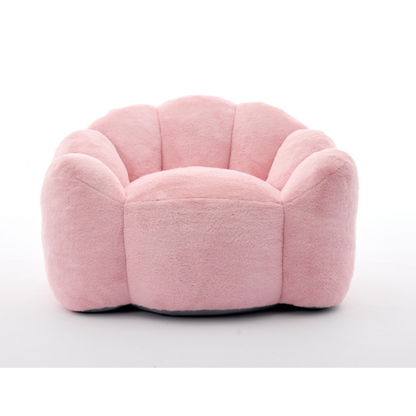 Pink Lotus-Shape Compression Bean Bag Sofa with Pull Ring, No Assembly