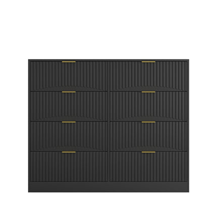 Modern 8 Drawers Dresser Chests for Bedroom,47.2" Wide Wood Chest of Drawers with Gold Metal Handle,Drawer Organizer for Bedroom,Living Room,Hallway and Entryway,Black