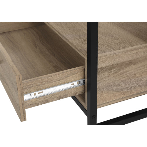 Brown 48 inch TV Stand with Drawers and Black Metal Frame