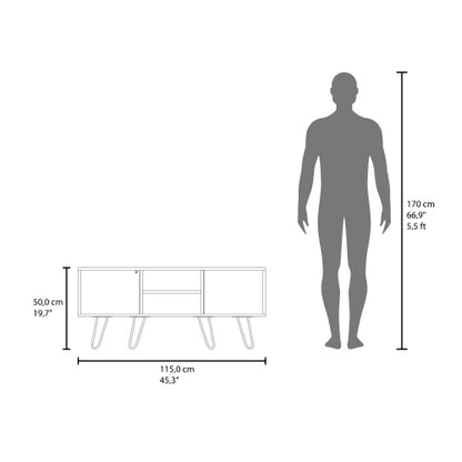 Corner Minimalist TV Stand with 3 Open Shelves & Single Door Storage Cabinet for Bedroom Living Room