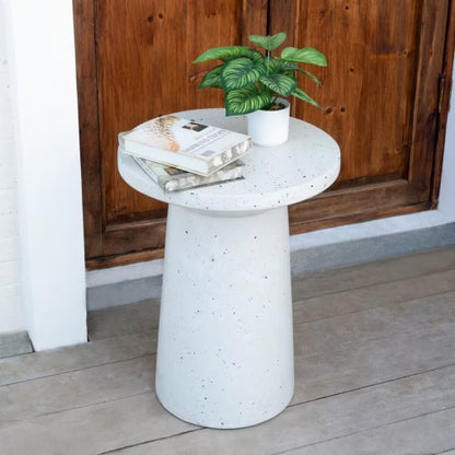 Outdoor 24" H MGO Terrazzo Side Table, White