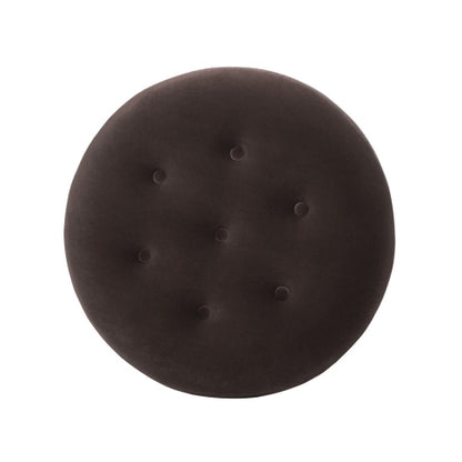 24 inch Round Upholstered Accent Ottoman, Deep Brown Performance Velvet Round Decor Stool